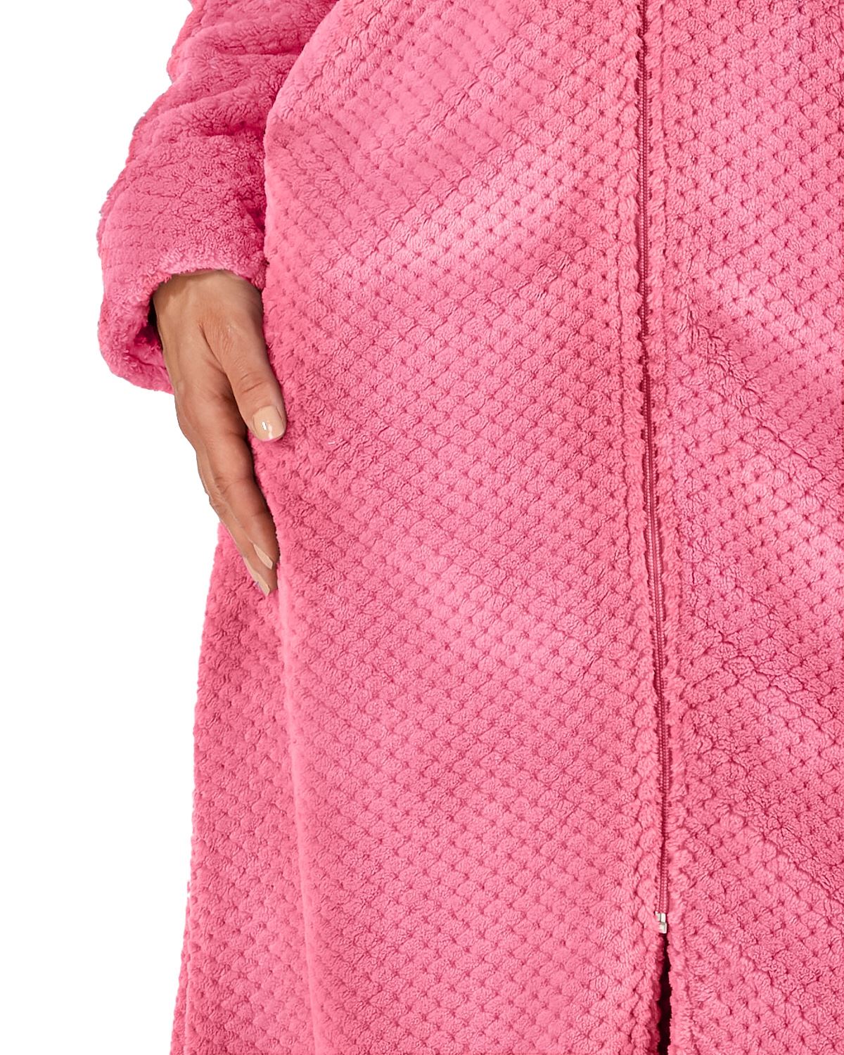 Slenderella Womens 46" Waffle Fleece Zip Dressing Gown