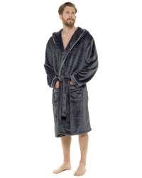 Mens Polished Fleece Contrast Piping Dressing Gown