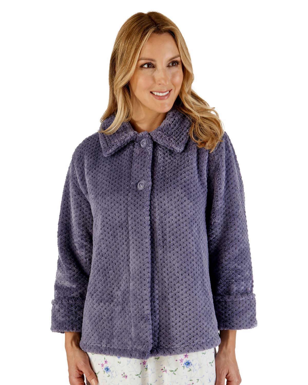 Slenderella Womens Waffle Fleece Button Bed Jacket