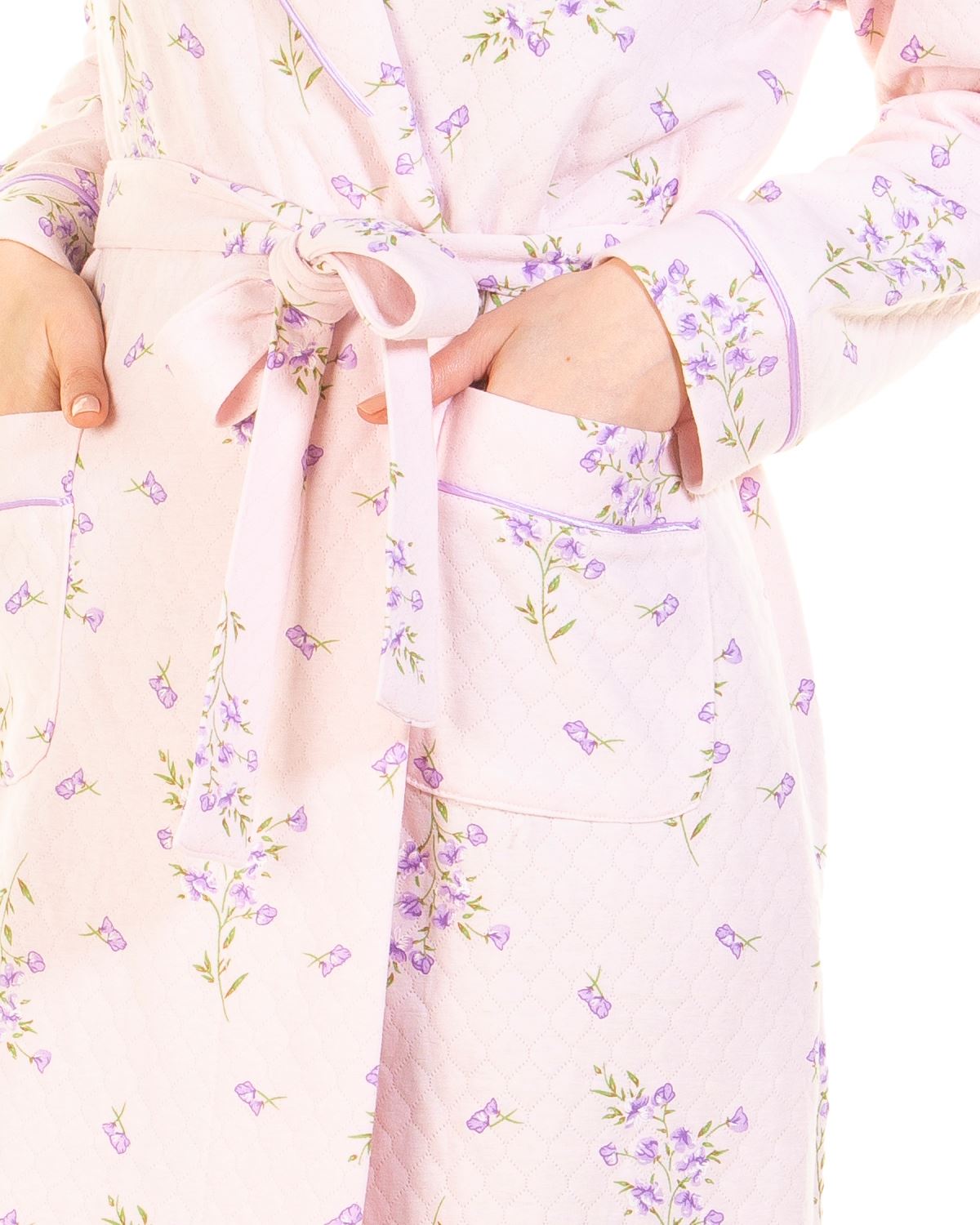 La Marquise Womens Primrose in Bloom Mock Quilt Robe