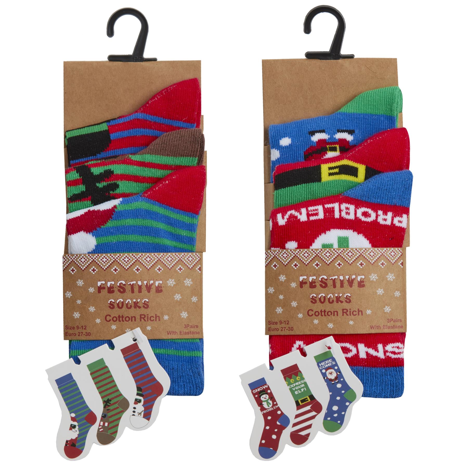 6 Pairs Kids Cotton Rich Christmas Socks