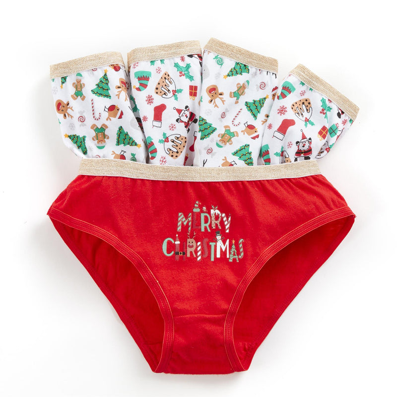 5 Pairs Girls Christmas Cotton Knickers