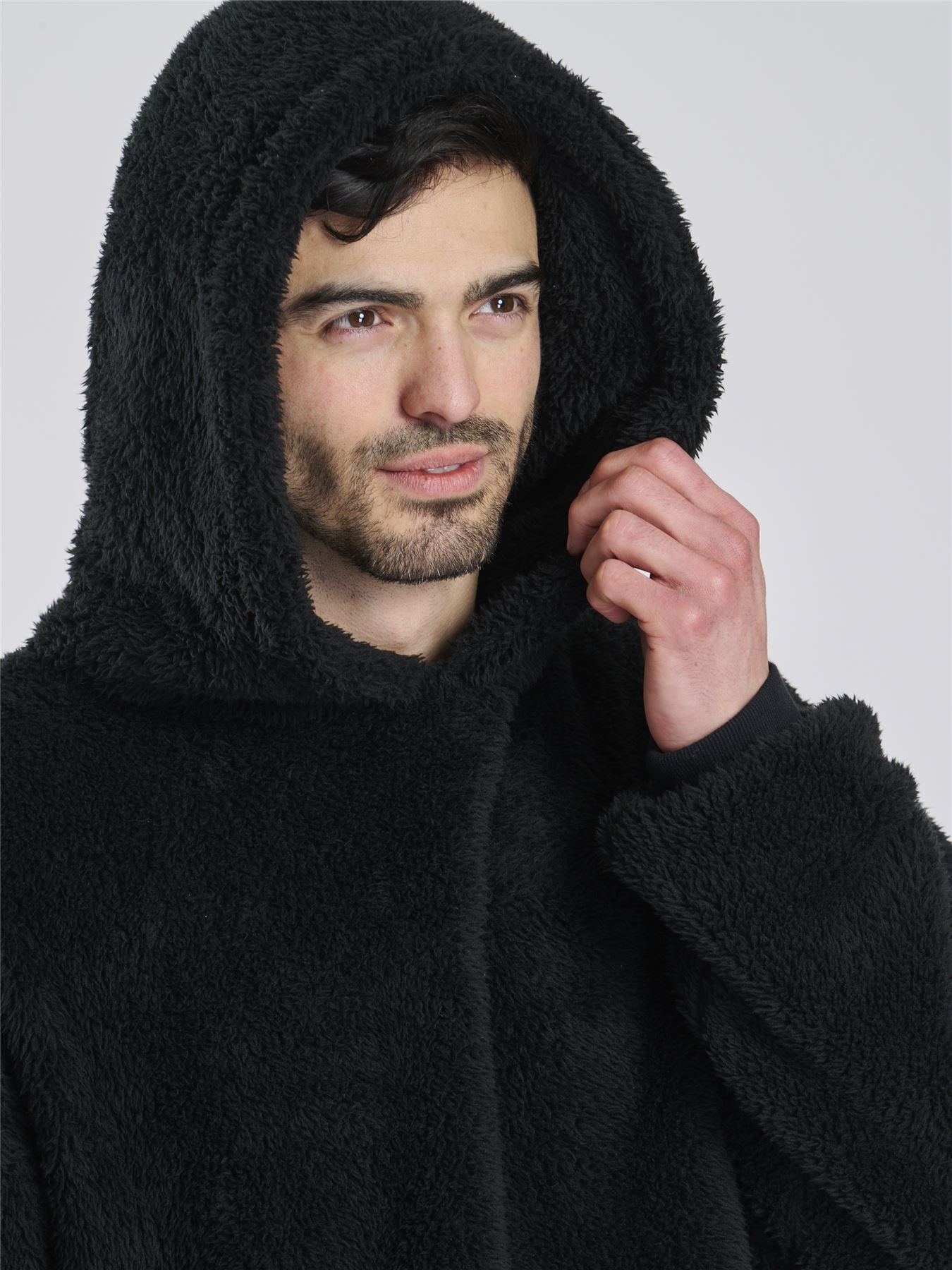 Sherpa hoodie mens black on sale