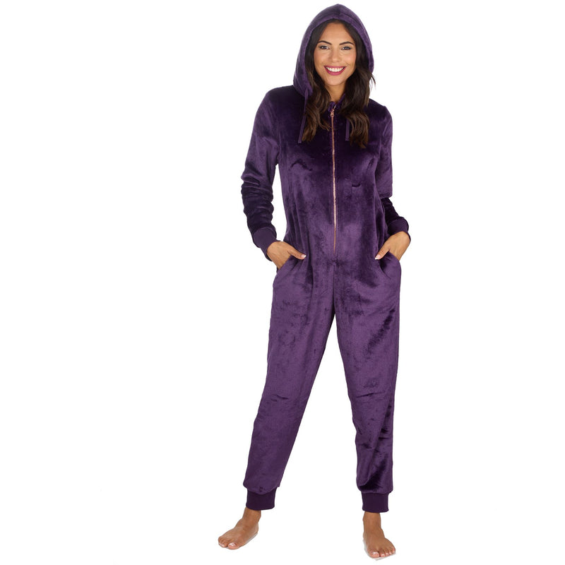 Womens Polished Fleece Hooded Onesie