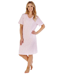 Slenderella Womens 38" Monoprint Cotton Short Sleeve Nightie