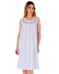 Slenderella Womens Sleeveless Embroidered Yoke Nightdress