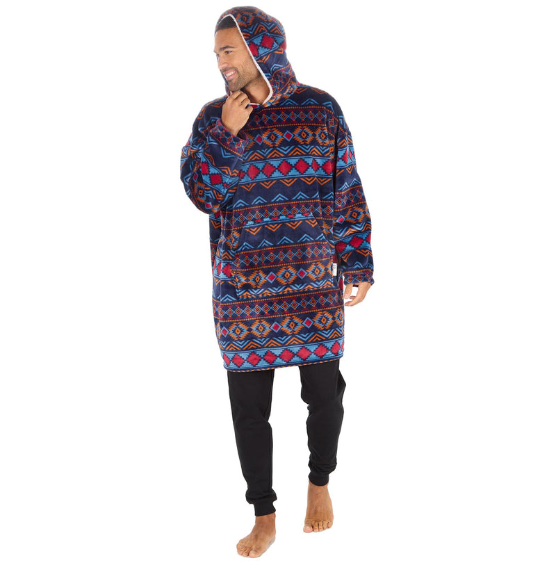 Huggable Adults Navy Aztec Print Snuggle Hoodie