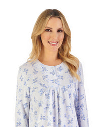 Slenderella Womens 42" Jacquard Floral Long Sleeve Jersey Nightie