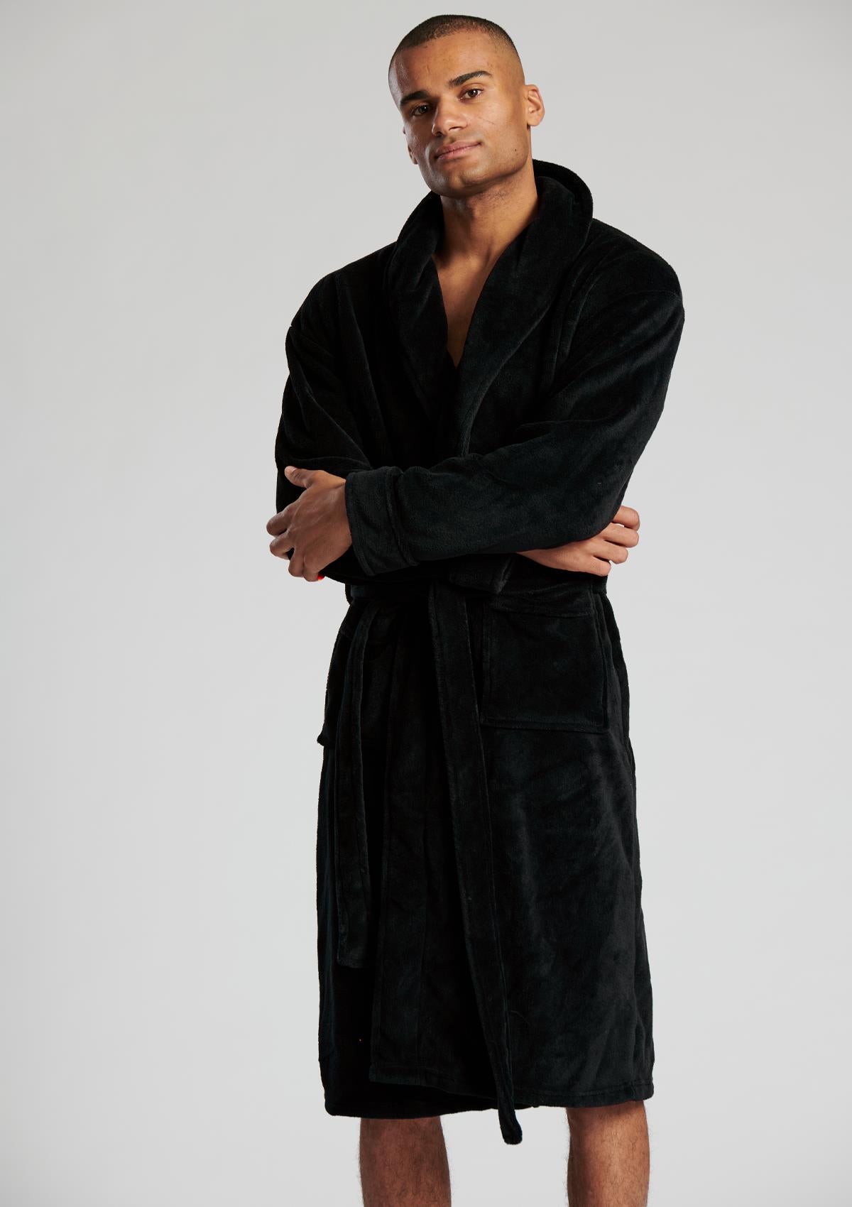 Loungeable Mens Shawl Collar Fleece Dressing Gown