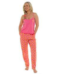 Foxbury Womens Pink Flower Long Pyjamas