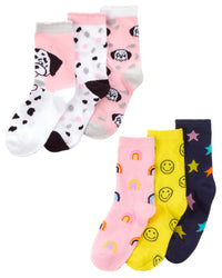 6 Pairs Girls Dogs & Rainbows Ankle Socks