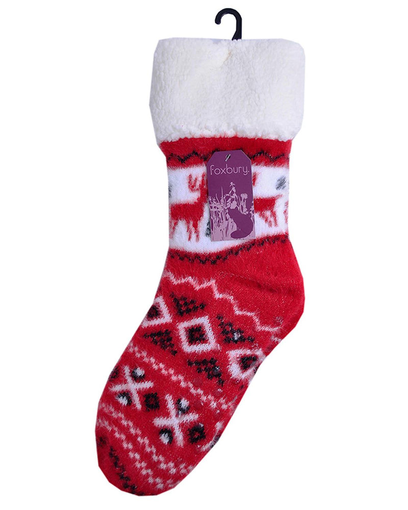 Foxbury Womens Fairisle Sherpa Lined Slipper Socks