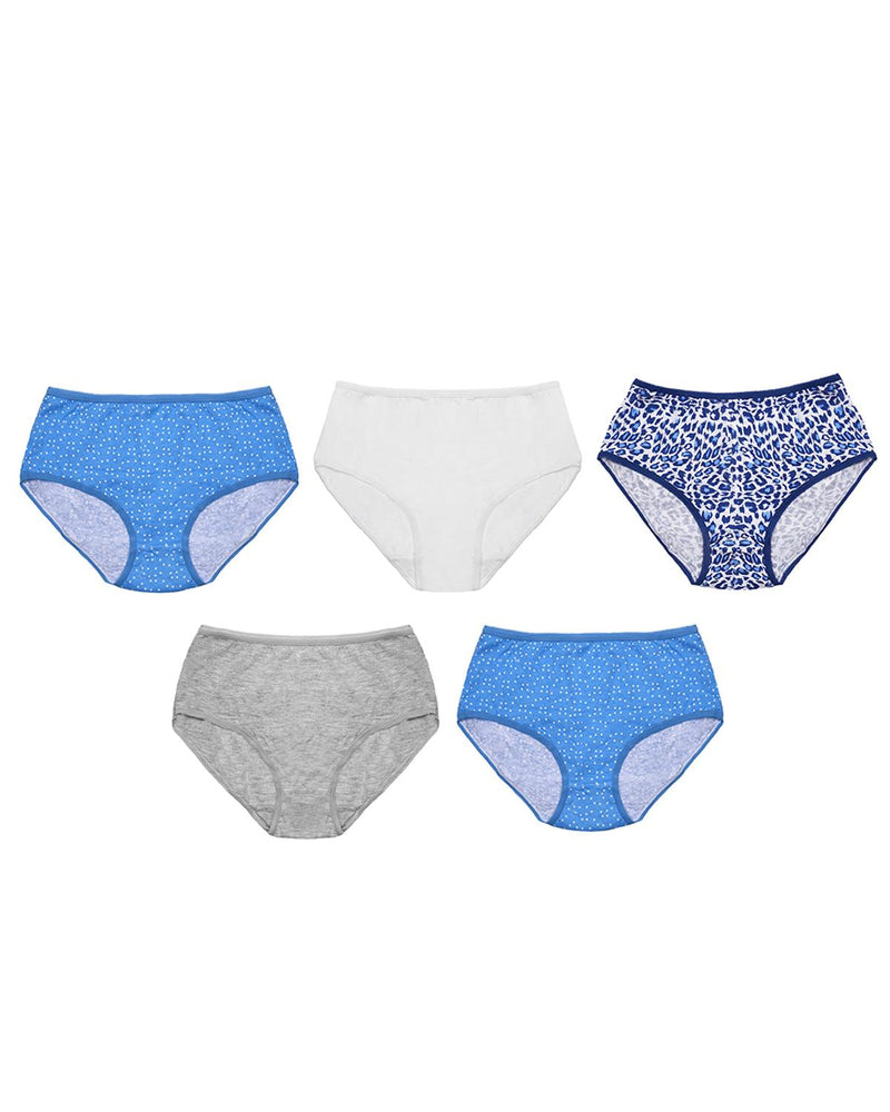 Anucci Womens 5 Pack Blue Mix Midi Briefs