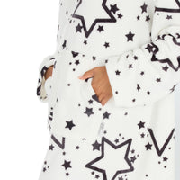 Huggable Womens Cream Star Print Snuggle Hoodie