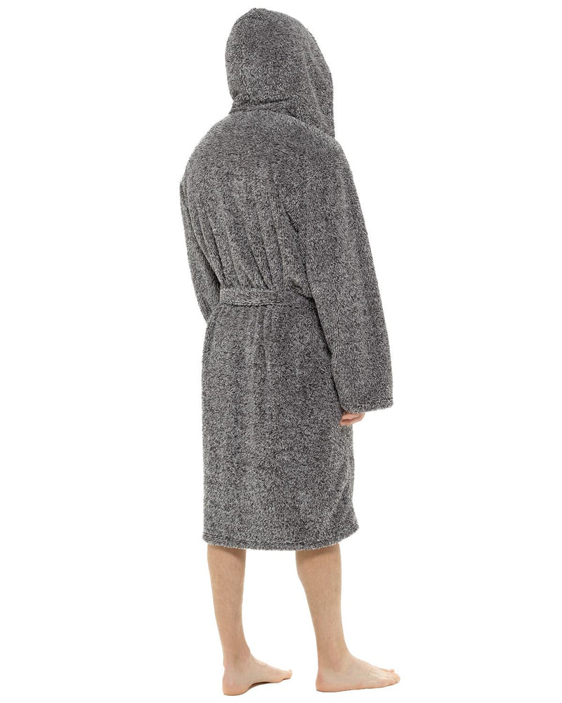 Mens Cationic Fleece Hooded Dressing Gown