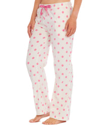 Forever Dreaming Womens Cream Spot Fleece Lounge Pants