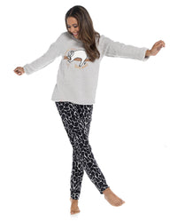 Foxbury Womens Sloth Fleece Pyjamas