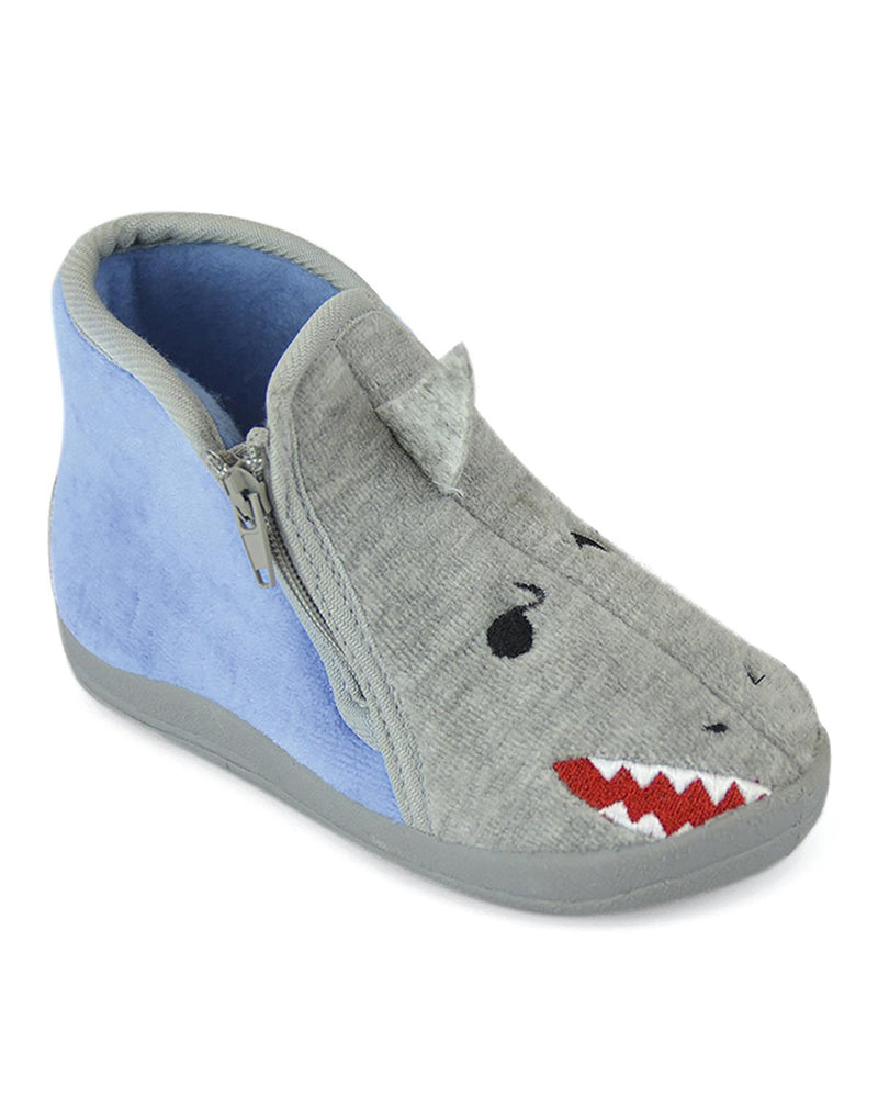 SlumberzzZ Boys Shark Zip Up Slippers