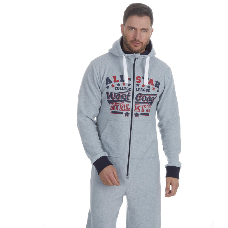 Mens Varsity Fleece Hooded Onesie