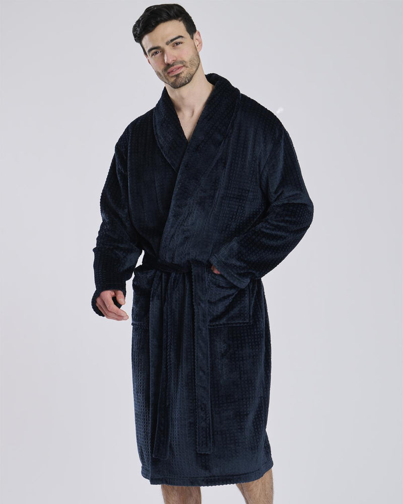 Loungeable Mens Waffle Fleece Dressing Gown