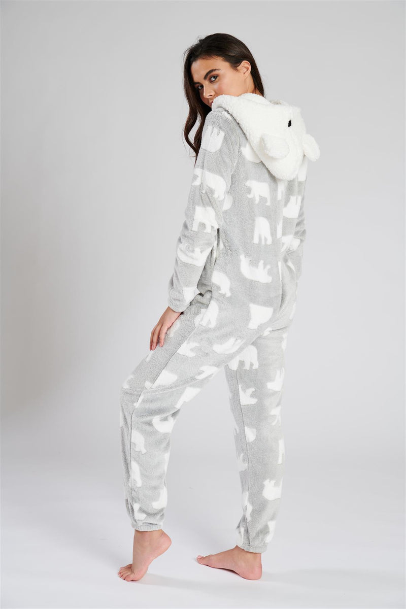 Loungeable Womens Grey Polar Bear Onesie