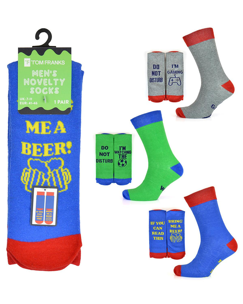 Tom Franks 3 Pairs Mens Novelty Slogan Sole Socks