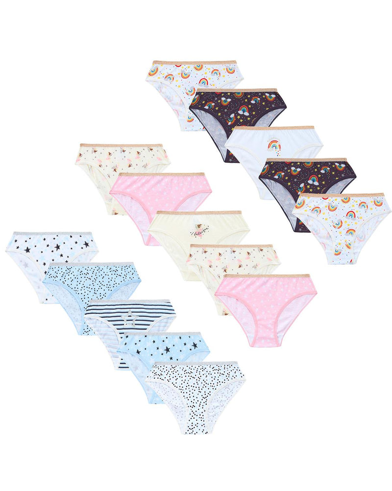 Girls 15 Pairs Multipack Cotton Knickers