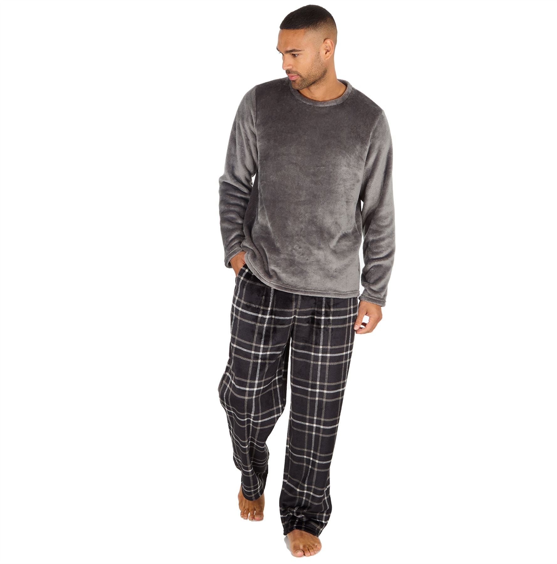 Cargo Bay Mens Polished Fleece Check Pyjamas