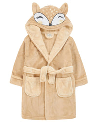 Girls Beige Fox Dressing Gown