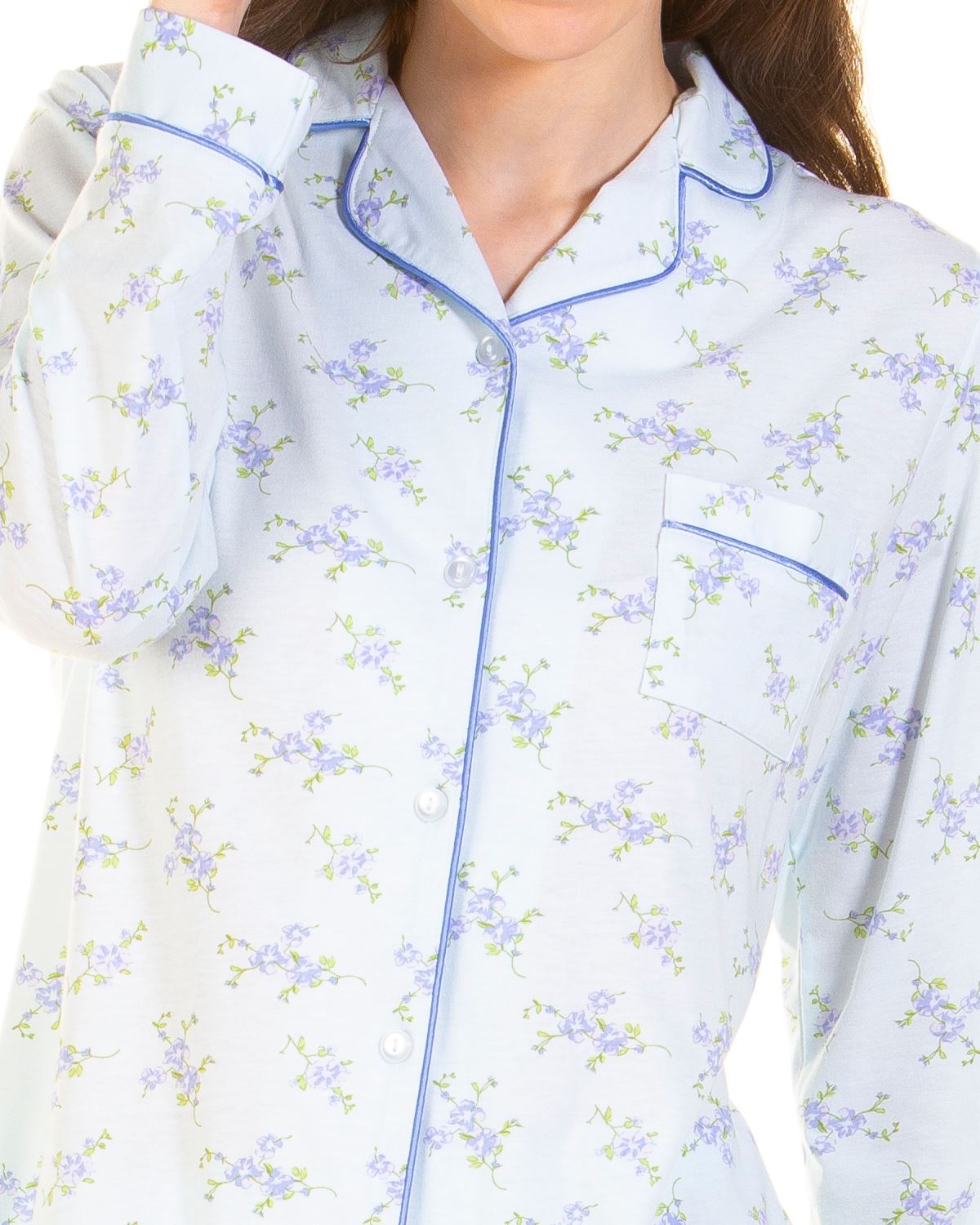 La Marquise Womens Primrose in Bloom Jersey Button Pyjamas