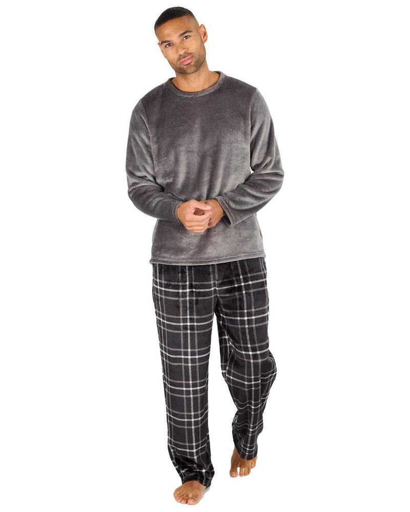 Cargo Bay Mens Polished Fleece Check Pyjamas