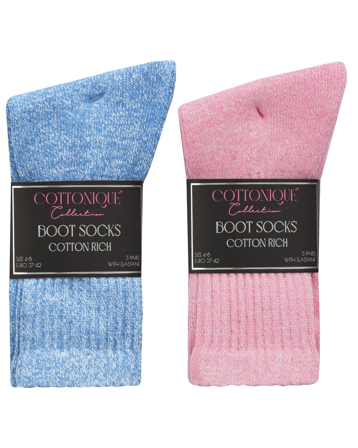 Cottonique Womens 6 Pack Cotton Rich Boot Socks