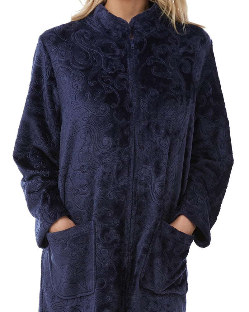 Lady Olga Womens Embossed Zip Dressing Gown