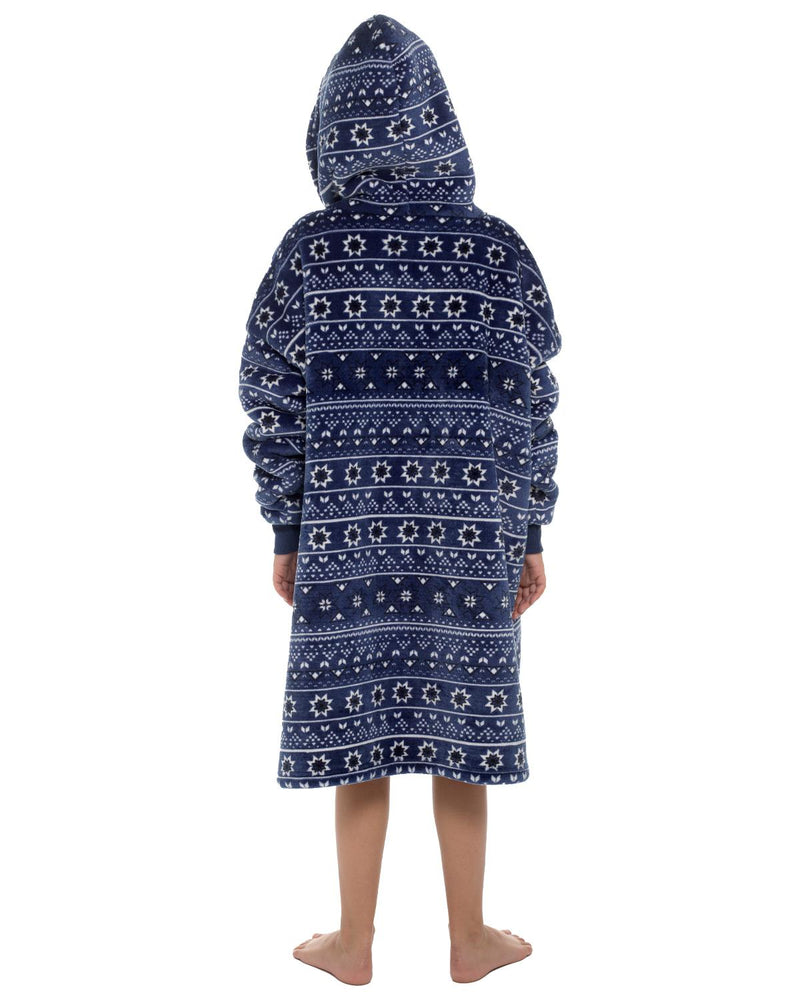 Slumber Hut Kids Navy Fairisle Oversized Snuggle Hoodie