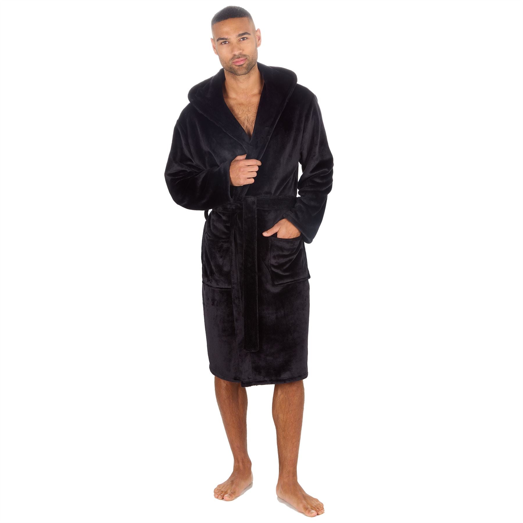 Pierre Roche Mens Polished Hooded Dressing Gown