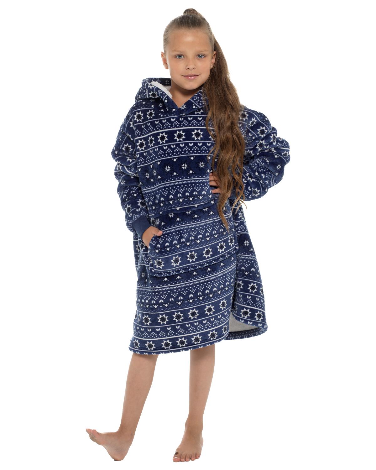 Slumber Hut Kids Navy Fairisle Oversized Snuggle Hoodie