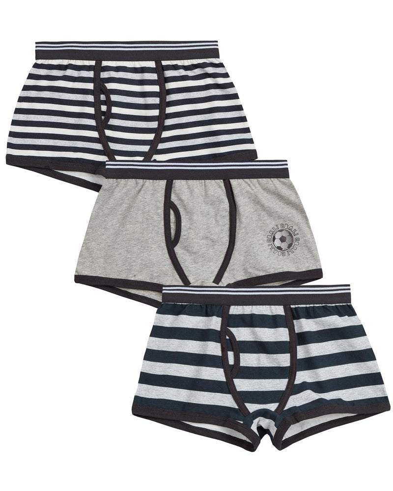 Boys 3 Pack Grey Stripe Boxers