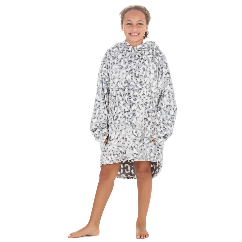 Huggable Girls Snow Leopard Snuggle Hoodie