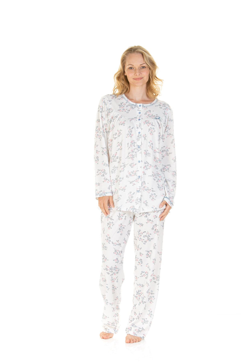 La Marquise Womens Floral Cuddleknit Jersey Pyjamas