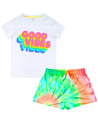 Girls Bright Good Vibes Tie Dye Pyjamas