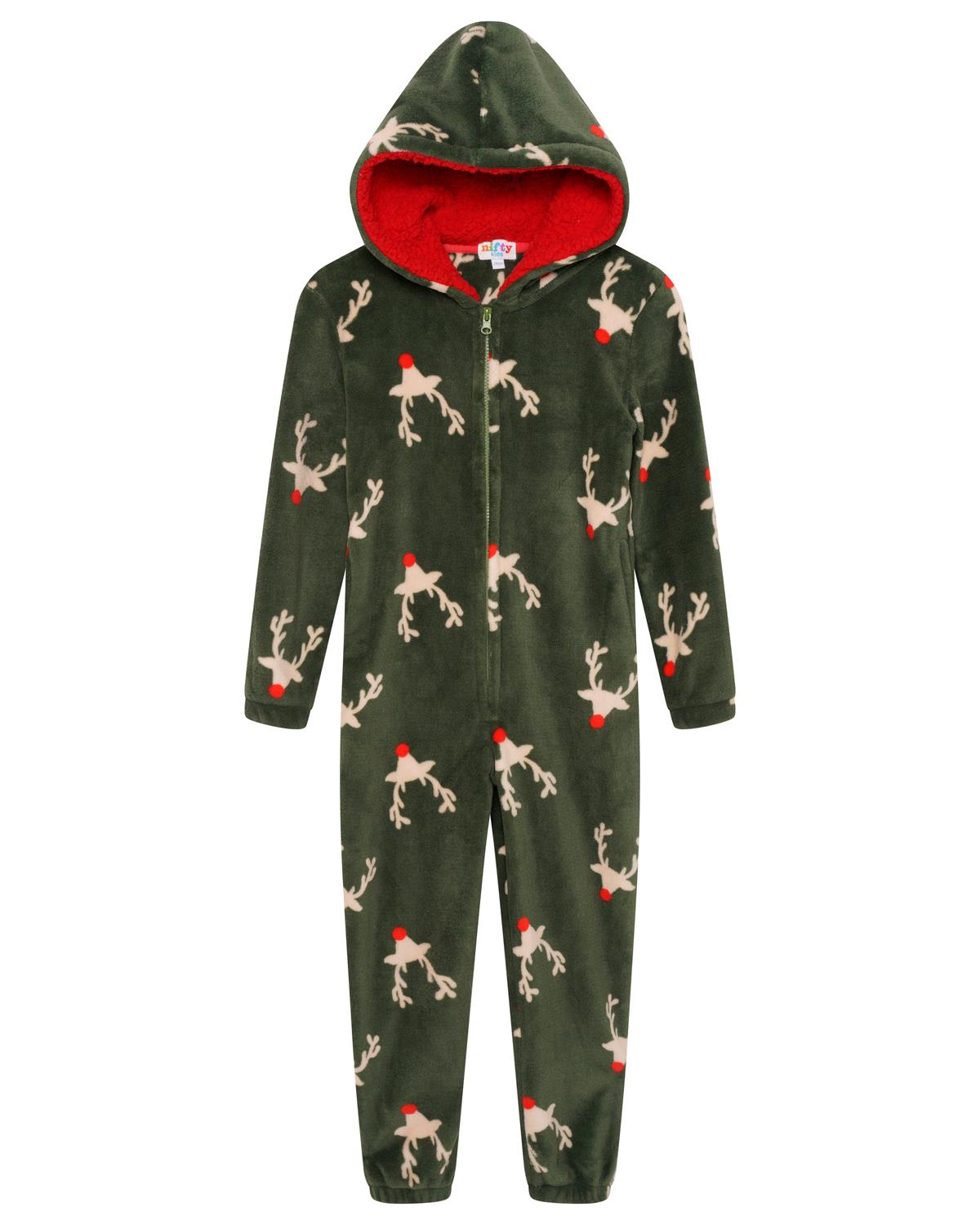 Kids Green Forest Reindeer Onesie