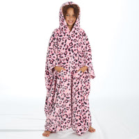 Huggable Girls Leopard Print Oversized Blanket Poncho