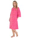 Slenderella Womens Floral Embossed Zip Dressing Gown