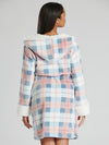 Loungeable Womens Blue Check Hooded Dressing Gown