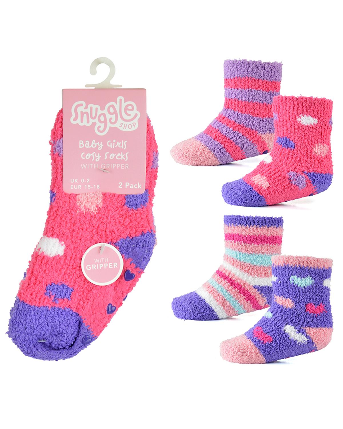 4 Pairs Baby Girls Hearts & Spots Cosy Socks