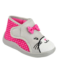 SlumberzzZ Girls Polka Dot Cat Slippers