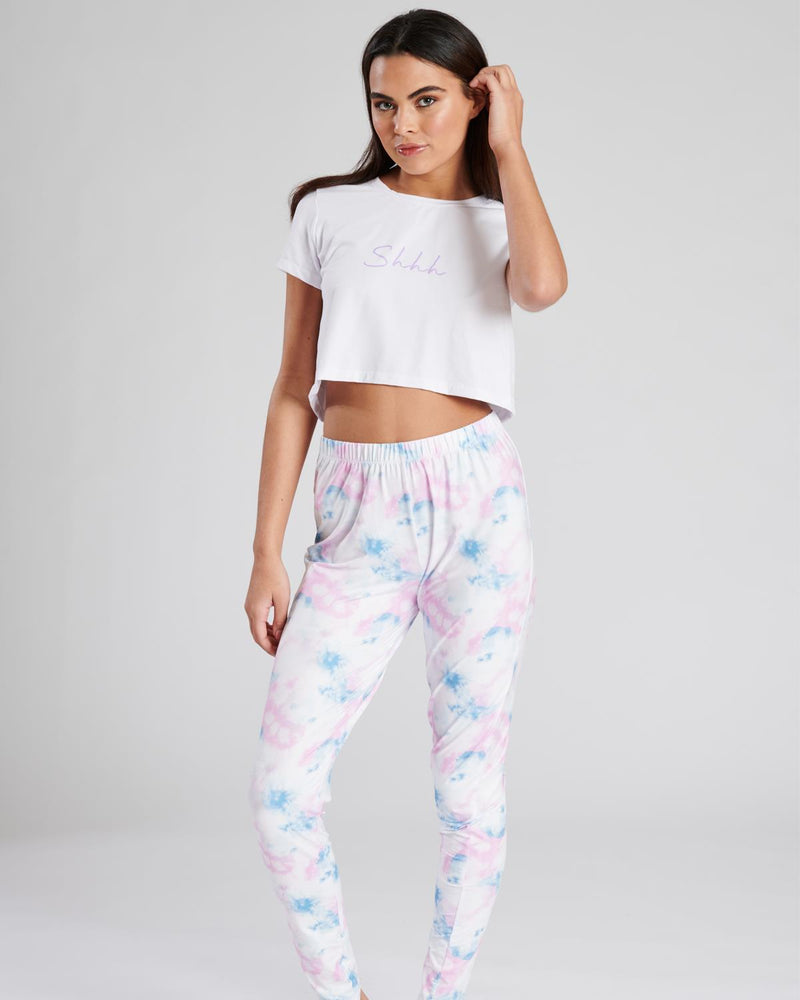 Loungeable Womens Pastel Tie Dye Pyjamas