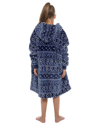 Slumber Hut Kids Navy Fairisle Oversized Snuggle Hoodie