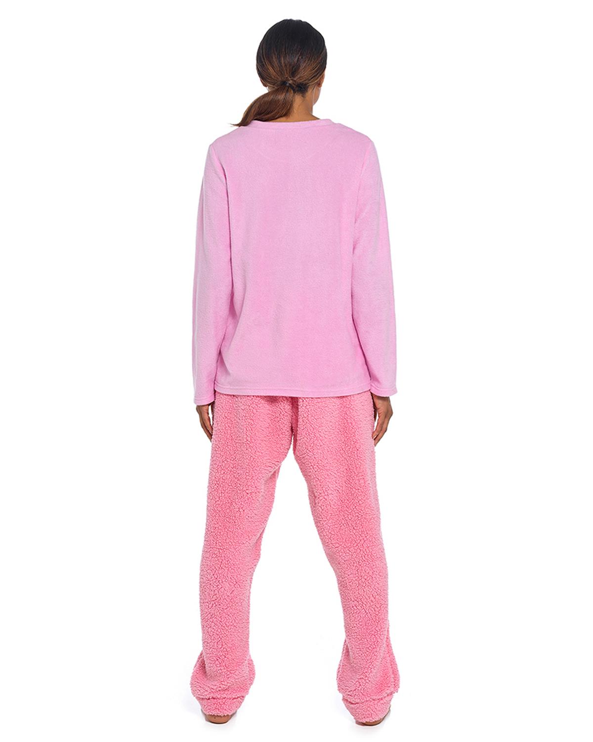 Foxbury Womens Pink Bunny Fleece Pyjamas