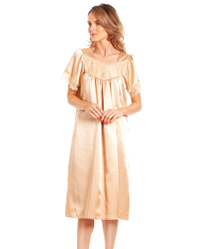 Lady Olga Womens Satin Short Sleeve Nightdress